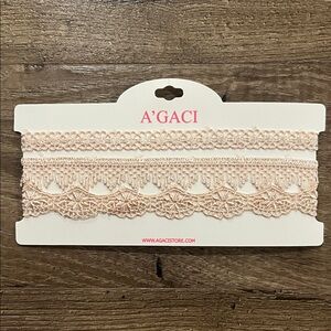 A'GACI Delicate Lace Choker Set - Pink